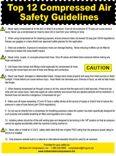 Compressed Air Safety Guidelines poster
